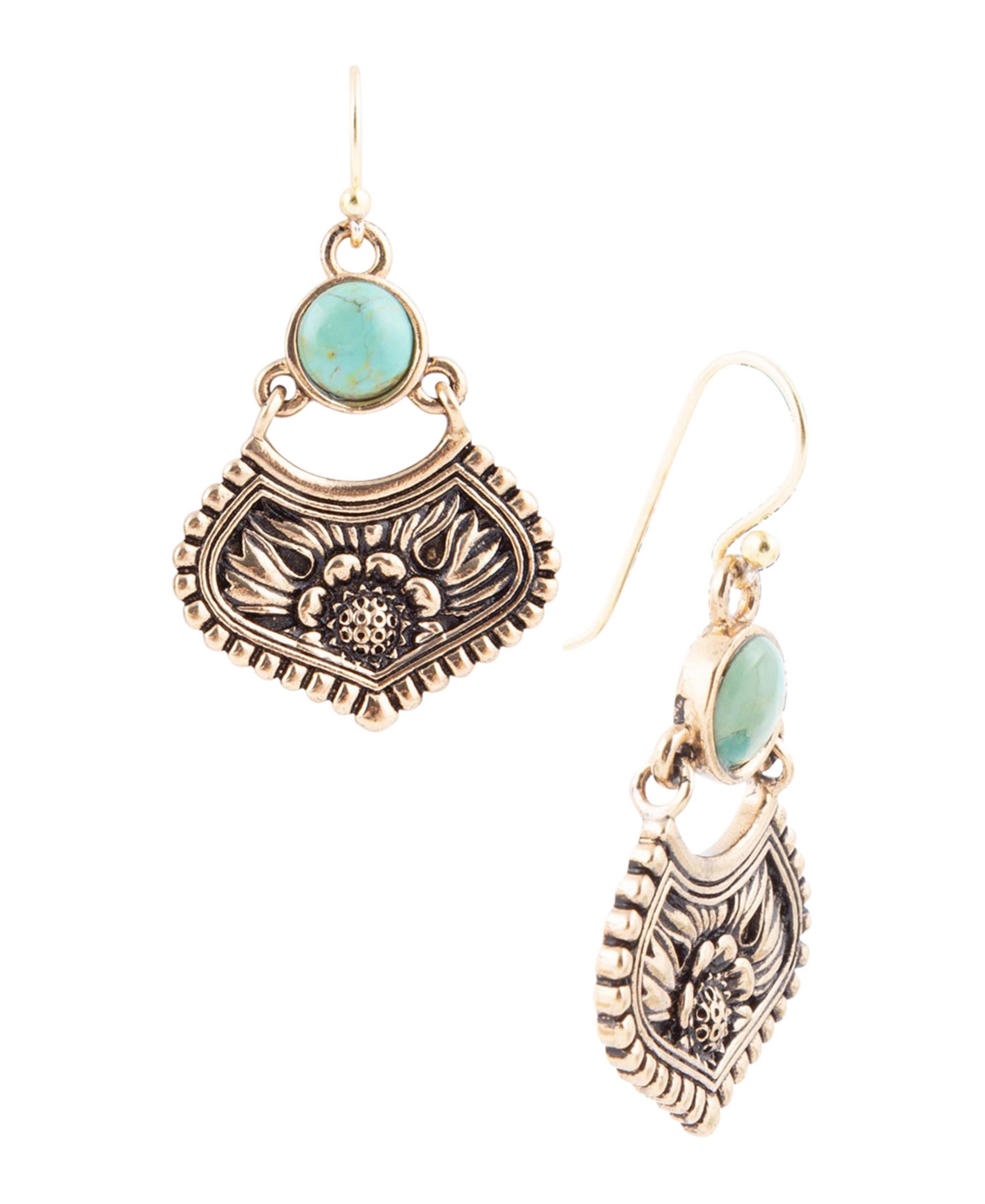Barse Genuine Blue Turquoise Floral Drop Earrings