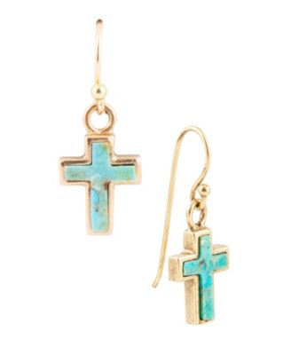 Genuine Turquoise Fish Hook Drop Earrings
