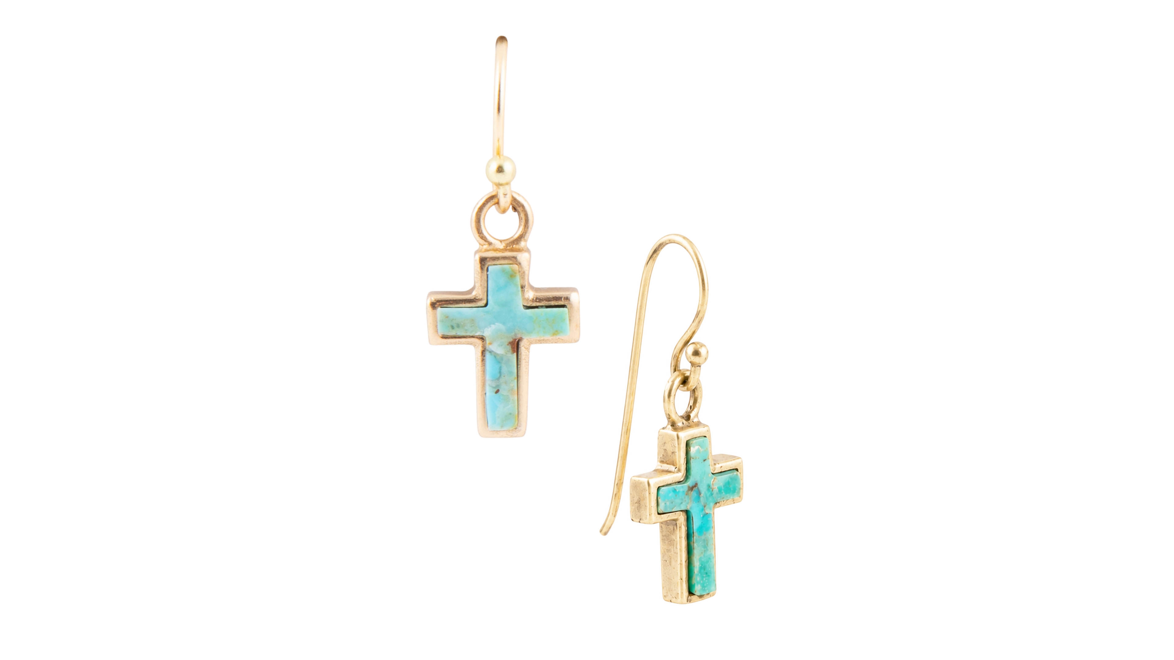 Barse Genuine Turquoise Fish Hook Drop Earrings