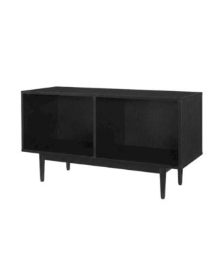 Black Record Player Stand with Vinyl Storage Shelves