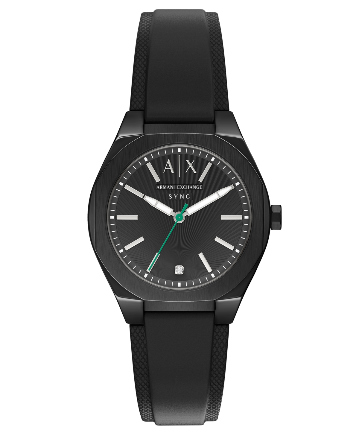 A|X Armani Exchange Women's Quartz Sync Three-Hand Black Silicone Watch 36mm - Black
