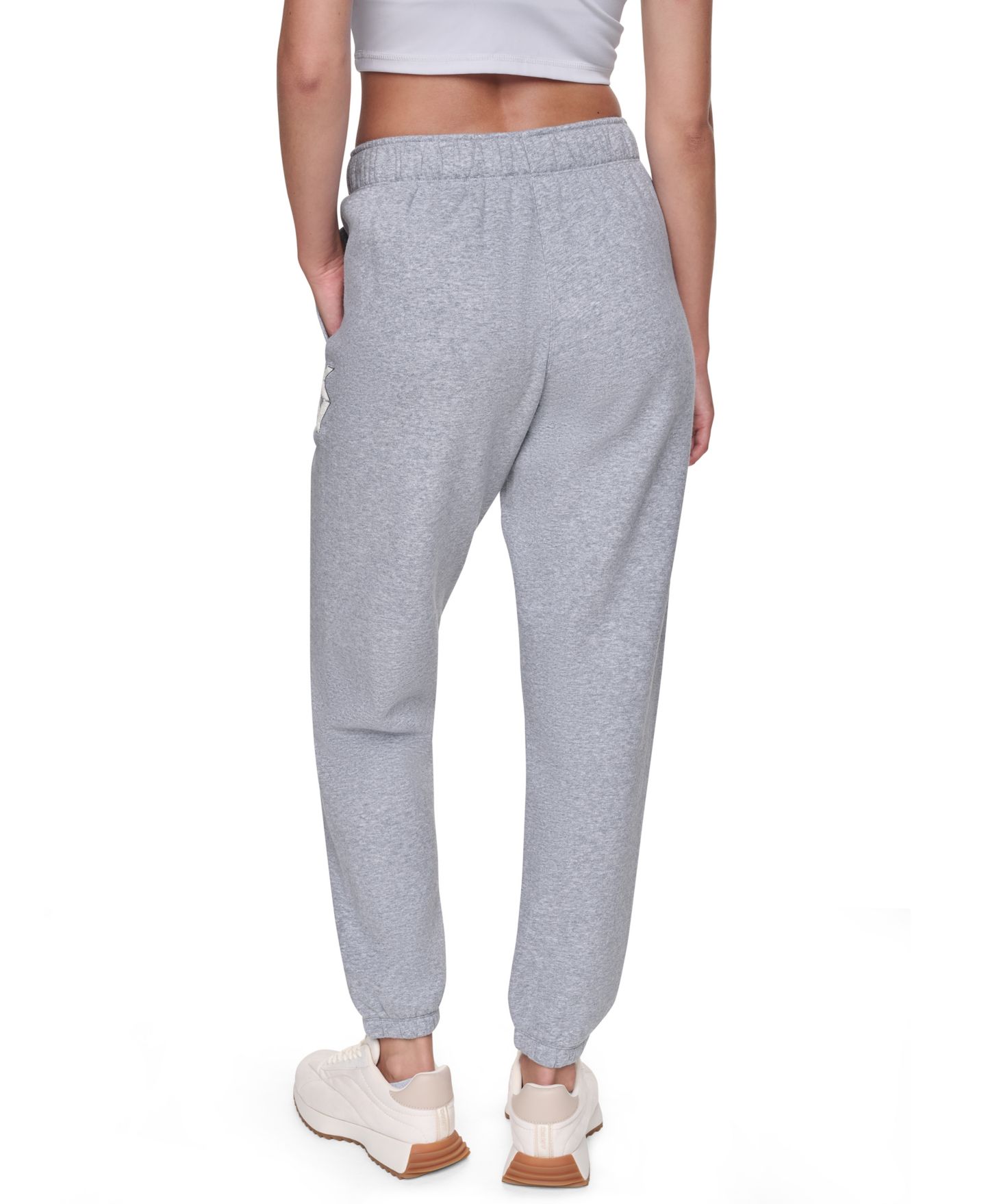 Женские брюки DKNY Sport Chenille Applique Logo Mid Rise, цвет: Жемчужный серый меланжевый — фото 5