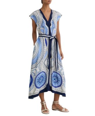 Women's Heidi A-Line V-Neck Cap-Sleeve Midi Dress