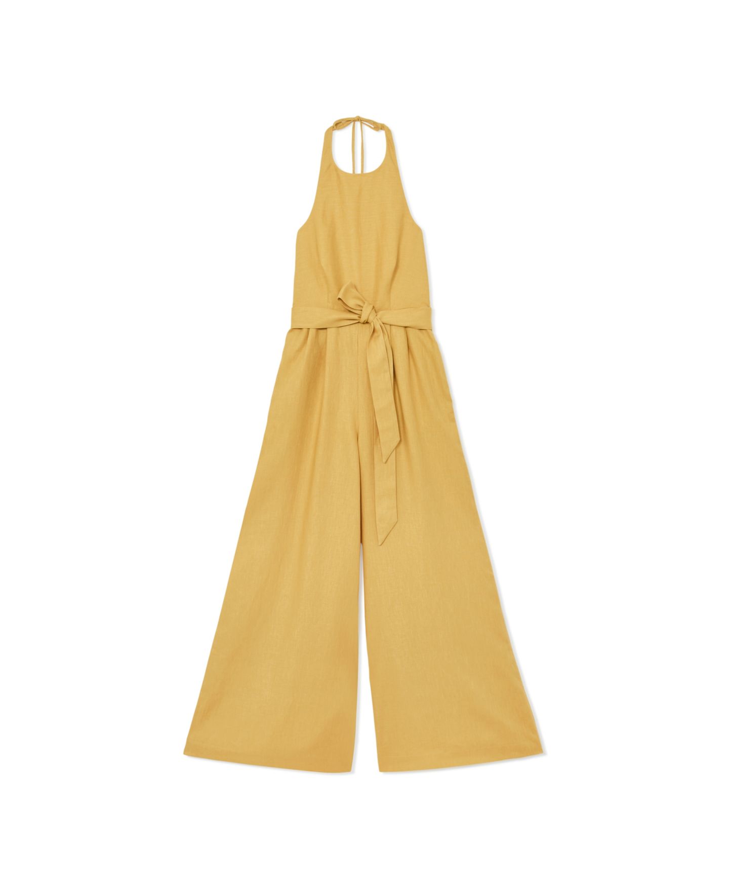 Женский комбинезон REISS Della Open-Back Wide-Leg Linen Jumpsuit, цвет: Жёлтый — фото 4