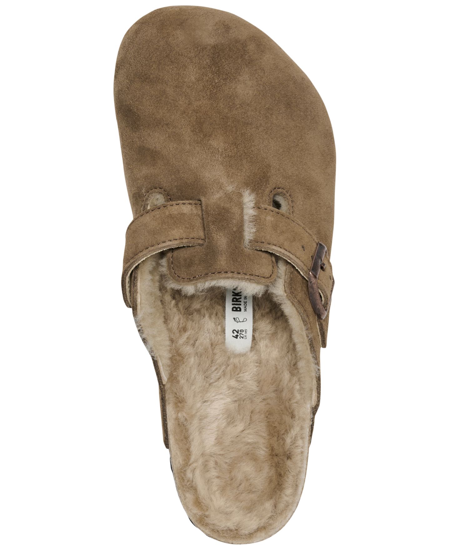 Сабо Birkenstock Boston замшевые с подкладкой из овчины и поддержкой свода стопы, цвет: Тёмный чайный — фото 5