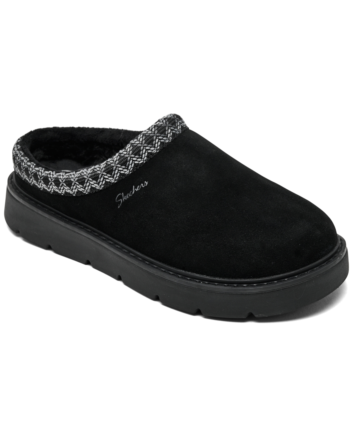 Skechers Women's Cozy Cascade Memory Foam Lining Open-Back Clog Slippers from Finish Line - Black