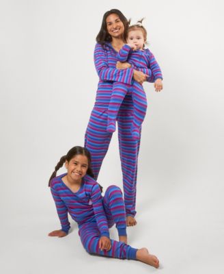 Matching Mommy & Me Blue and Purple Unicorn Striped Cotton Pajamas