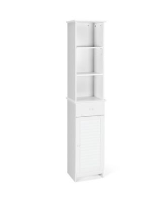64.5 in Tall Bathroom Cabinet with 3 Open Shelves and Drawer