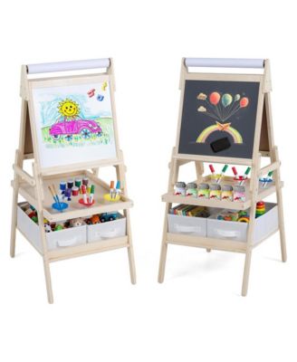 3-in-1 Art Easel with Double-Sided Magnetic Surface and Paper Roll