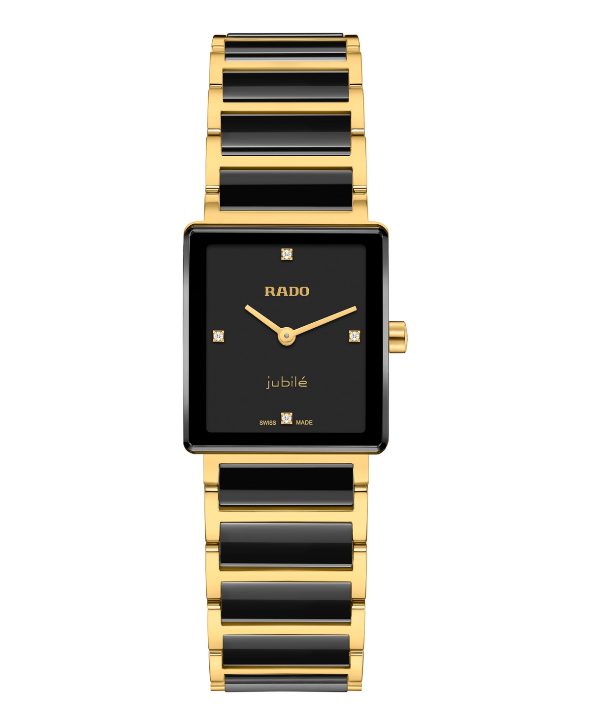 Rado Women's Swiss Quartz Integral Two-Tone Ceramic and Stainless Steel Watch 23mm - Black -BlackYellow Gold