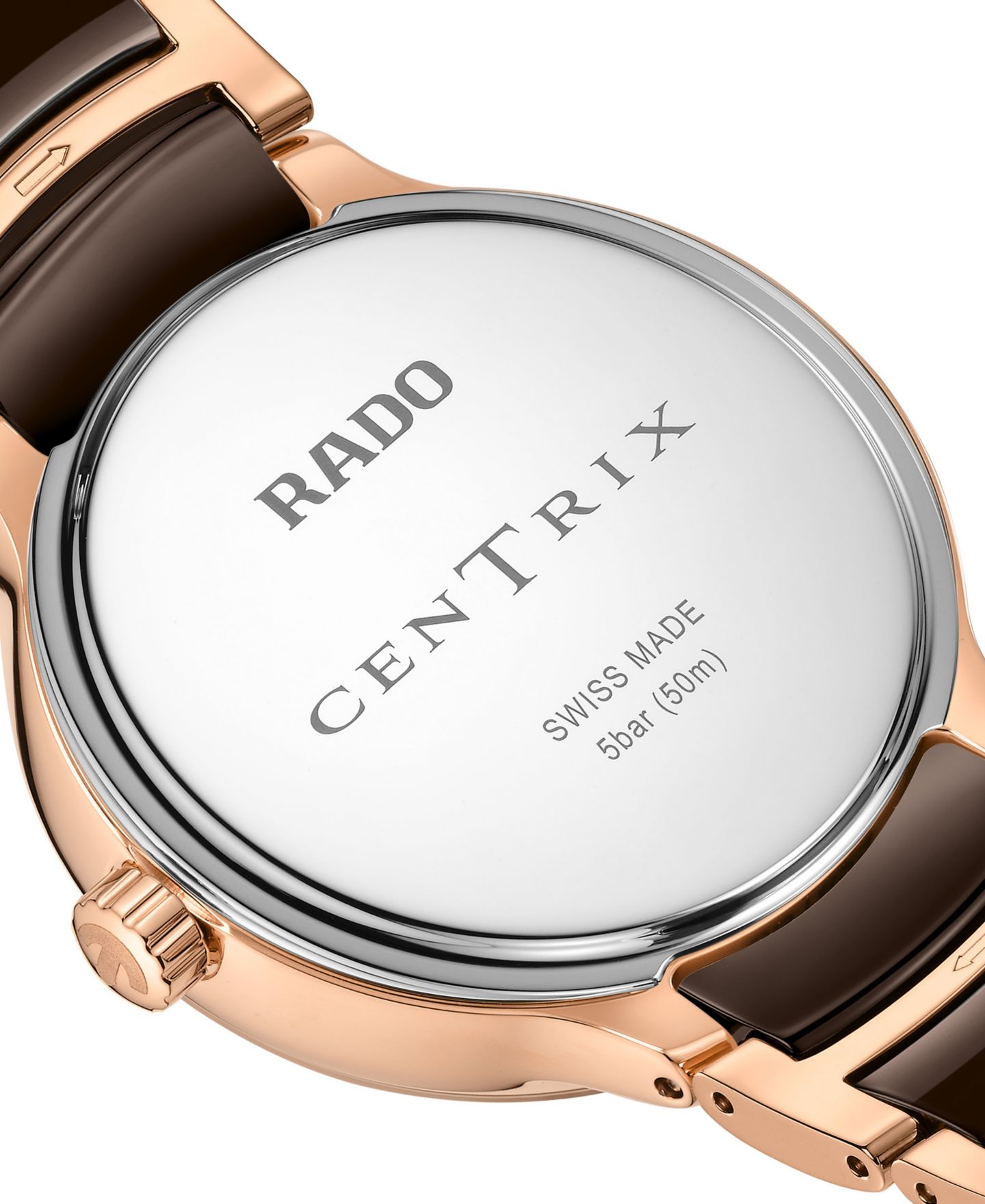 Женские часы Rado Swiss Quartz Centrix Moonphase Stainless Steel and Ceramic Bracelet Watch 35mm — фото 6
