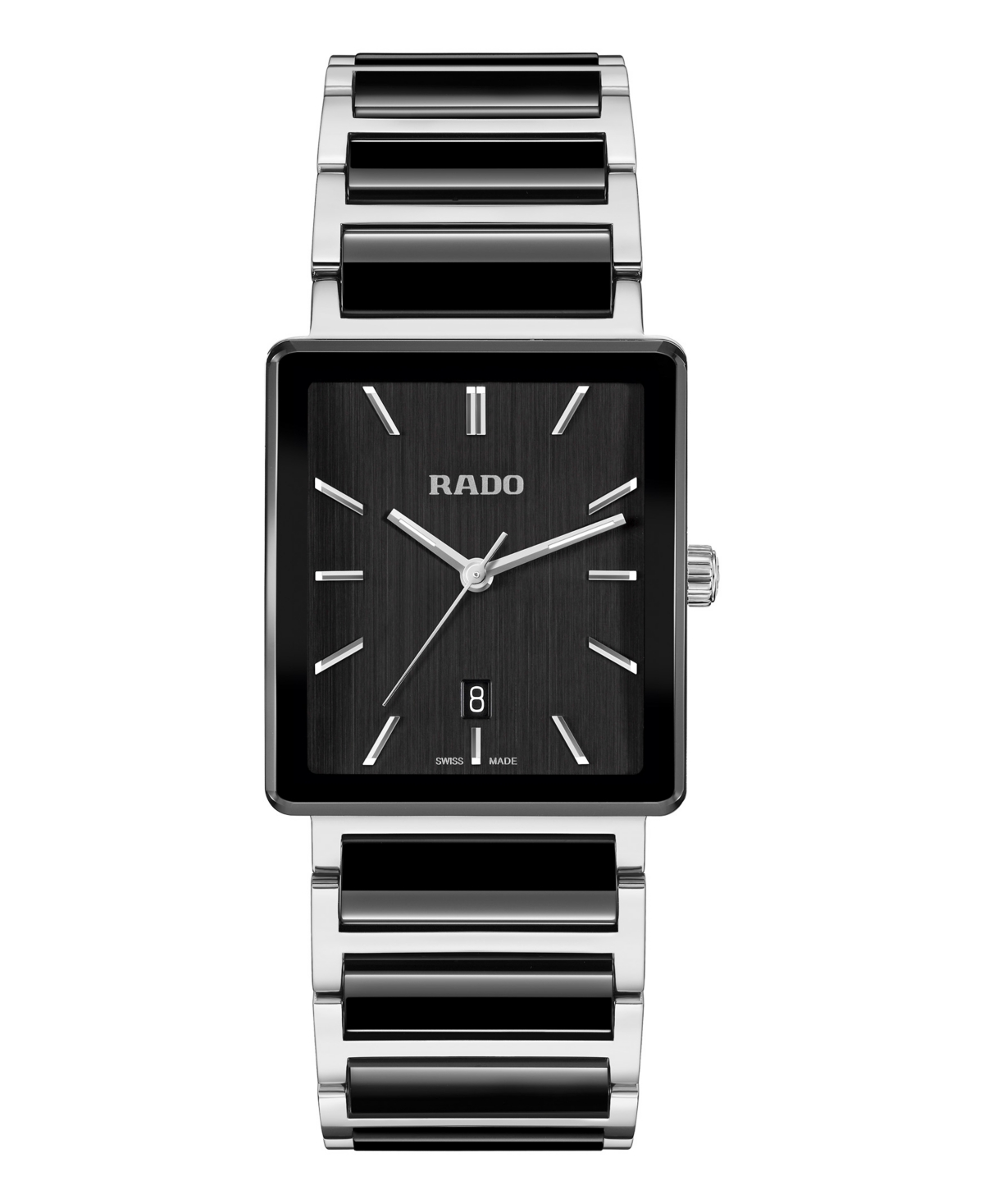 Rado Unisex Swiss Quartz Integral Two-Tone Stainless Steel and Ceramic Bracelet Watch 31.5mm - Black -BlackSilver