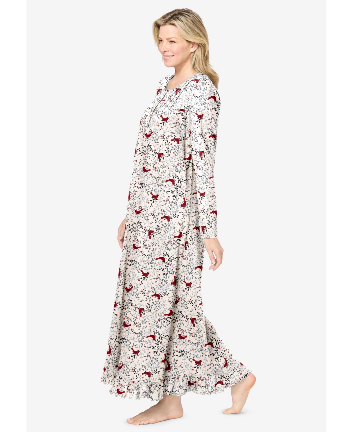 Женские платья Dreams & Co. Plus Size Dreams and Co. Long-Sleeve Gown, цвет: Красный — фото 4