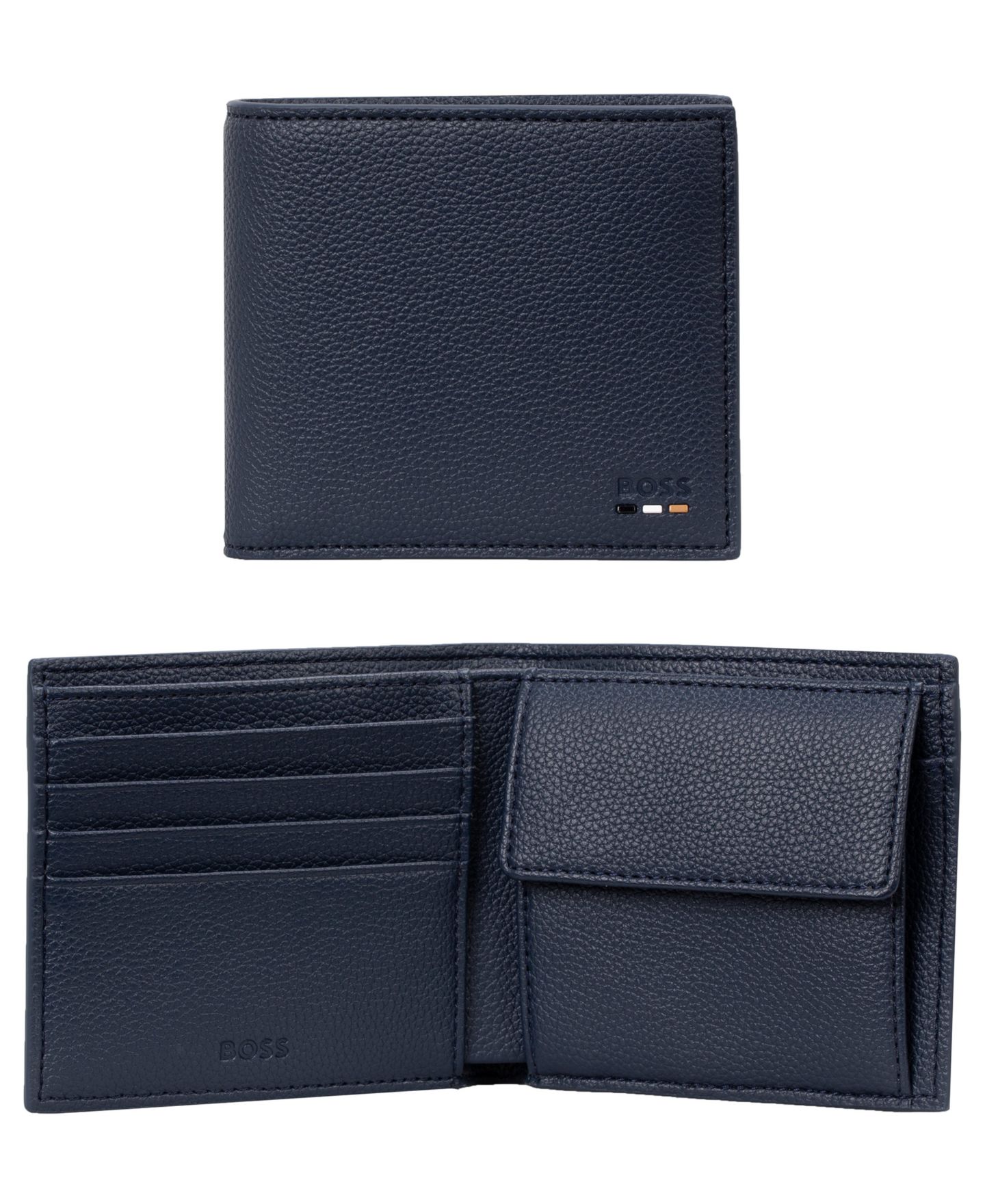 Мужской кошелёк Hugo Boss Ray 4cc Coin N. двойного сложения из экокожи, с монетницей, цвет: Синий — фото 2