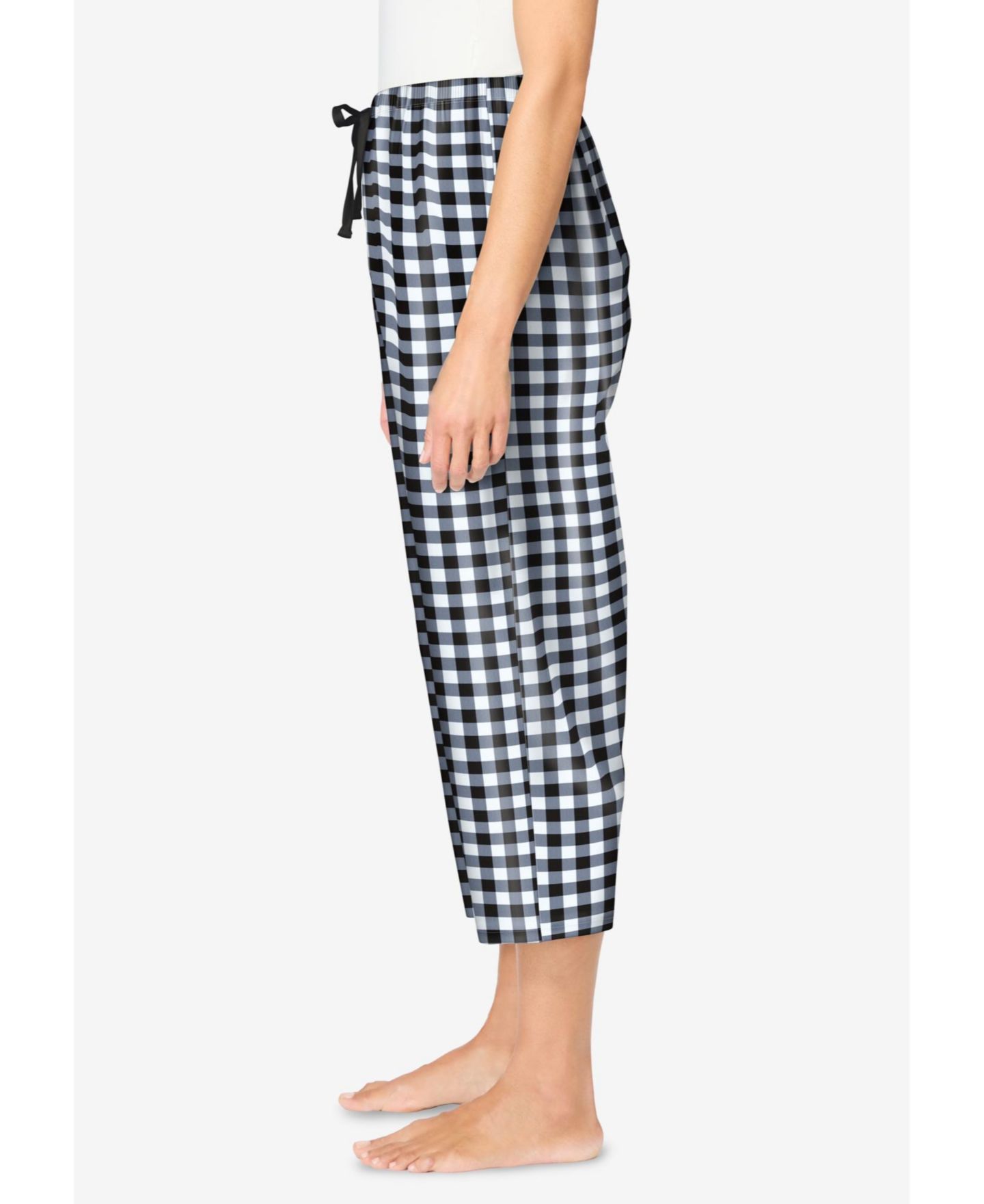 Женские брюки Dreams & Co. Plus Size Dreams and Co. Woven Sleep Capri Pant, цвет: Чёрный белый клетчатый — фото 3