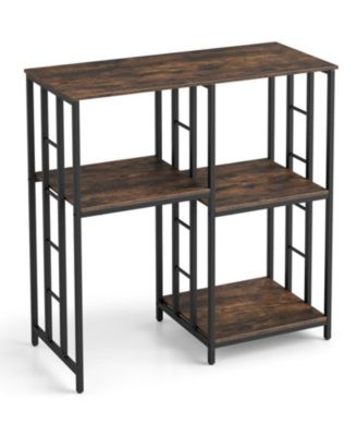 40.5 Inch 4-Tier Engineered Wood and Metal Reversible Kitchen Bakers Rack