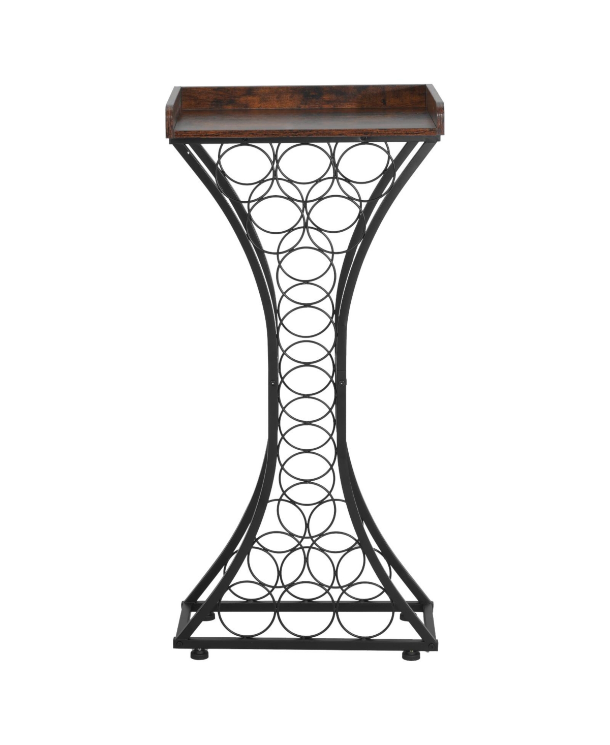 Sugift 15 Bottle Freestanding Wine Rack with Wood Tabletop Liquor Cabinet for Home Bar Kitchen Dining Room