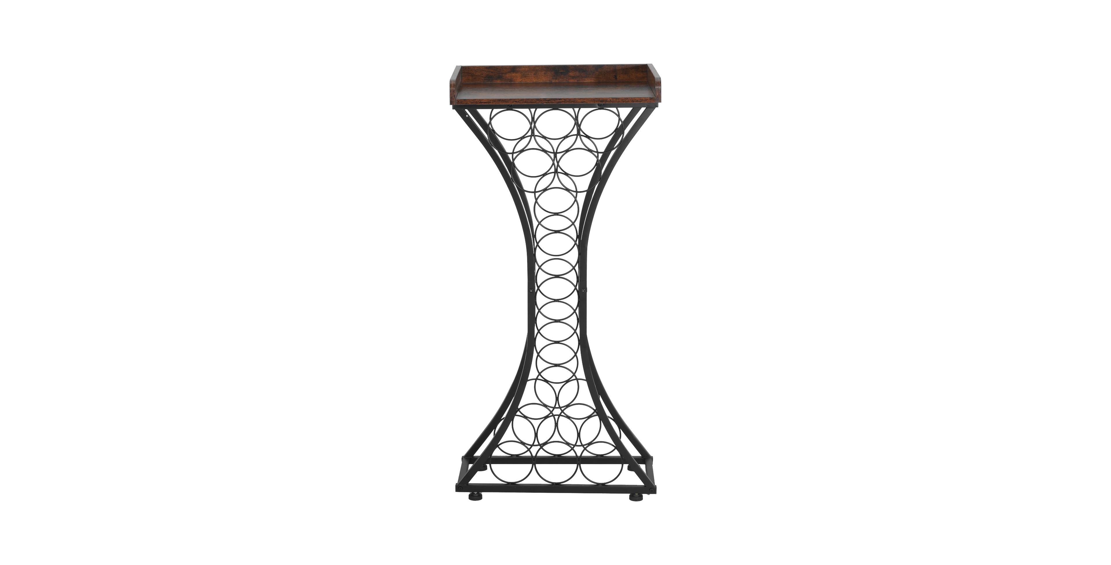 Sugift 15 Bottle Freestanding Wine Rack with Wood Tabletop Liquor Cabinet for Home Bar Kitchen Dining Room