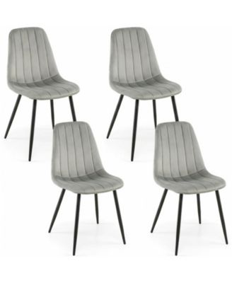 Mid-Century Upholstered Dining Chairs Set of 4 on Metal Legs