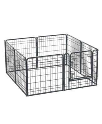 24 Inch 8-Panel Foldable Metal Dog Playpen with Top Cover and Pad for Dogs Cats and Small Animals