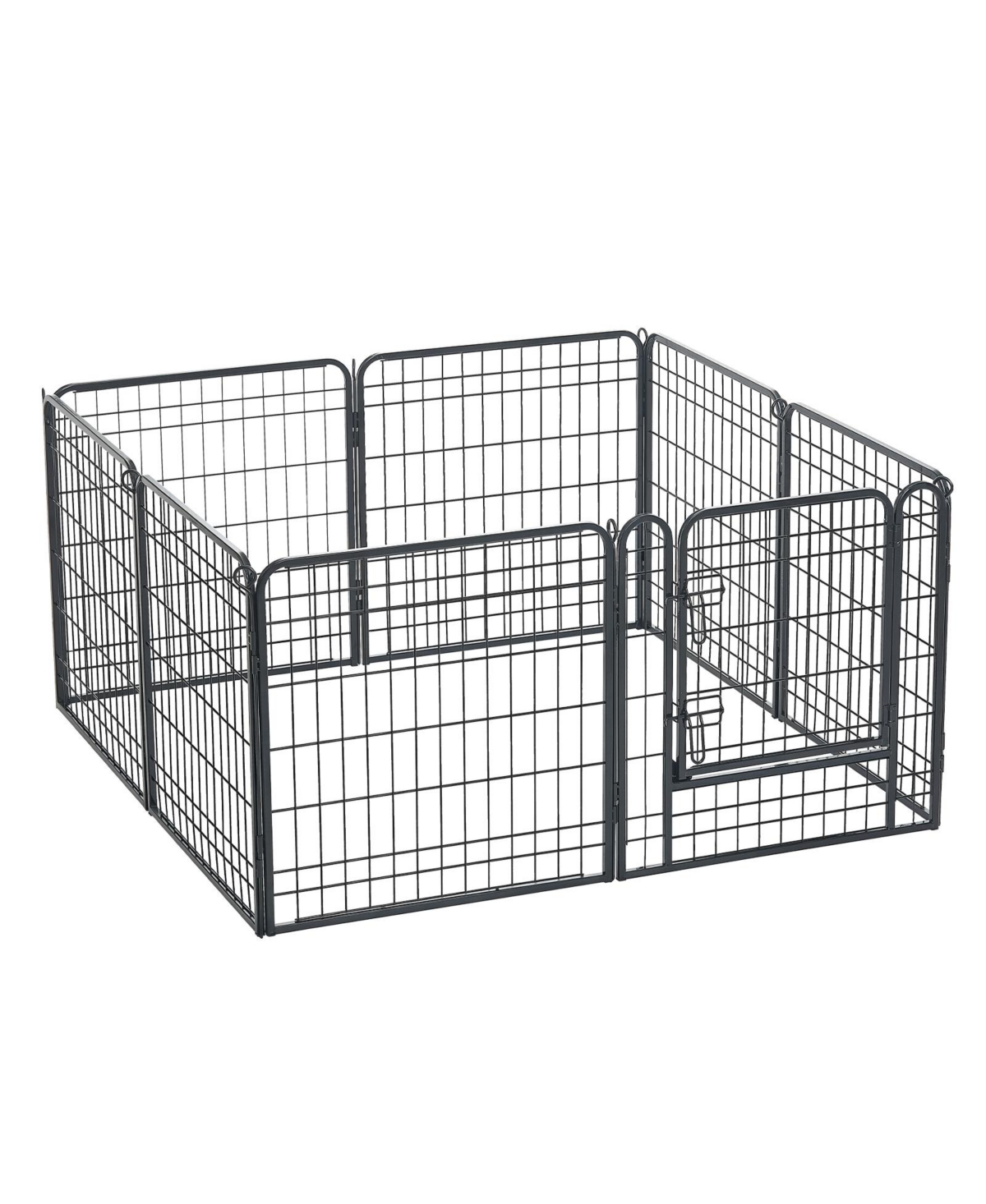 Sugift 24 Inch 8-Panel Foldable Metal Dog Playpen with Top Cover and Pad for Dogs Cats and Small Animals - Black
