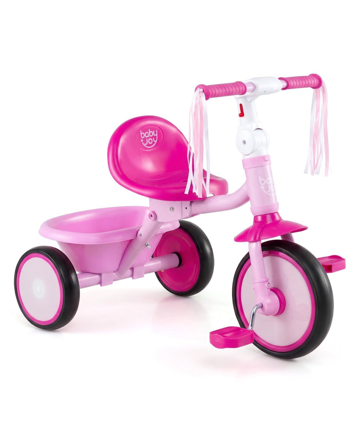 Детская игрушка Costway Foldable Toddler Tricycle with Light-Up Wheels and Adjustable Seat, 55 lb. Capacity, Ages 2-5, цвет: Розовый — фото 2