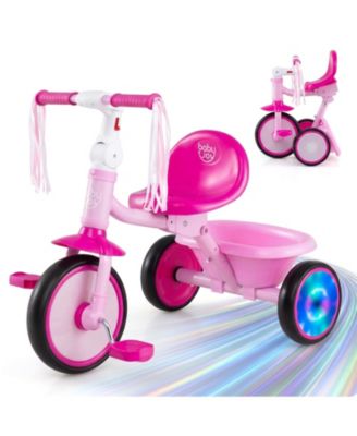 Foldable Toddler Tricycle with Light-Up Wheels and Adjustable Seat, 55 lb. Capacity, Ages 2-5