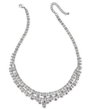 image of Charter Club Silver-Tone Multi-Crystal Statement Necklace, Created for Macy-s