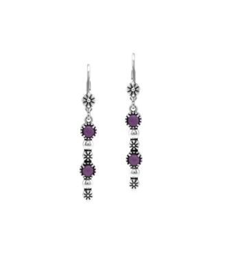 Phosphosiderite Linear Leverback Drop Earrings in Sterling Silver
