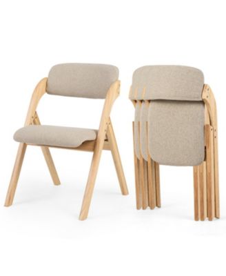 Set of 4 Folding Wooden Dining Chairs with Armrests