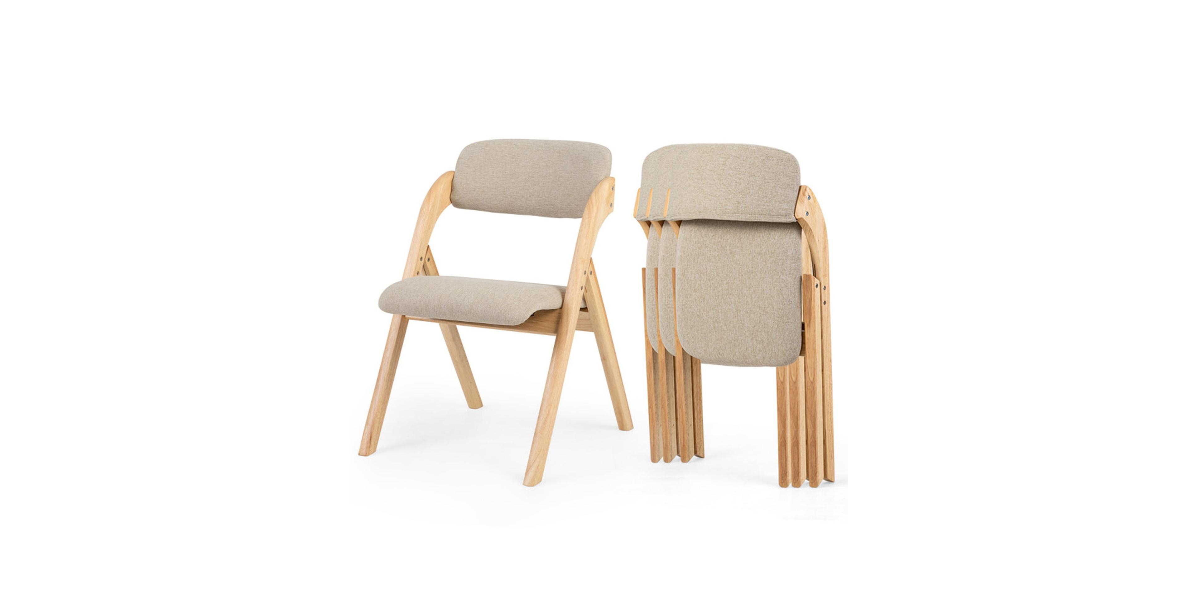 Gouun Set of 4 Folding Wooden Dining Chairs with Armrests