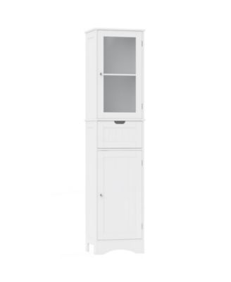 Tall Floor Storage Cabinet with 2 Doors and 1 Drawer for Bathroom