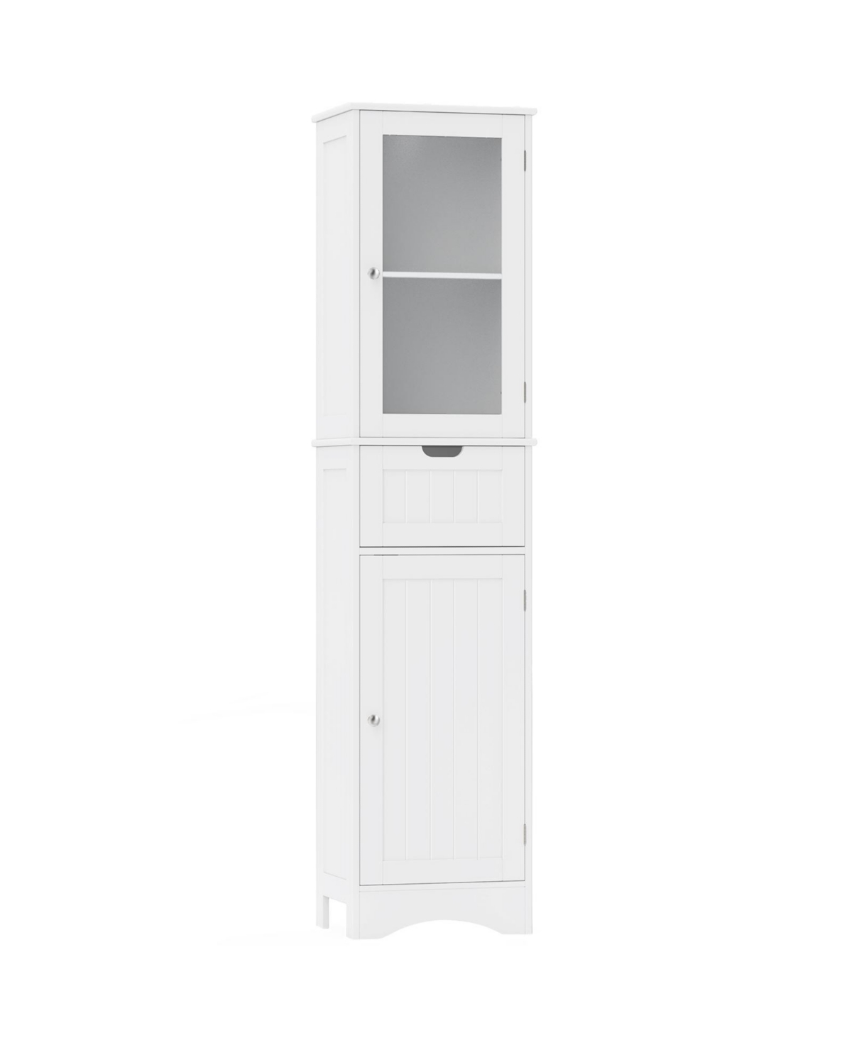 Sugift Tall Floor Storage Cabinet with 2 Doors and 1 Drawer for Bathroom - White
