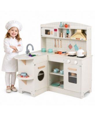 Lights and Sounds Wooden Play Kitchen, Ages 3+