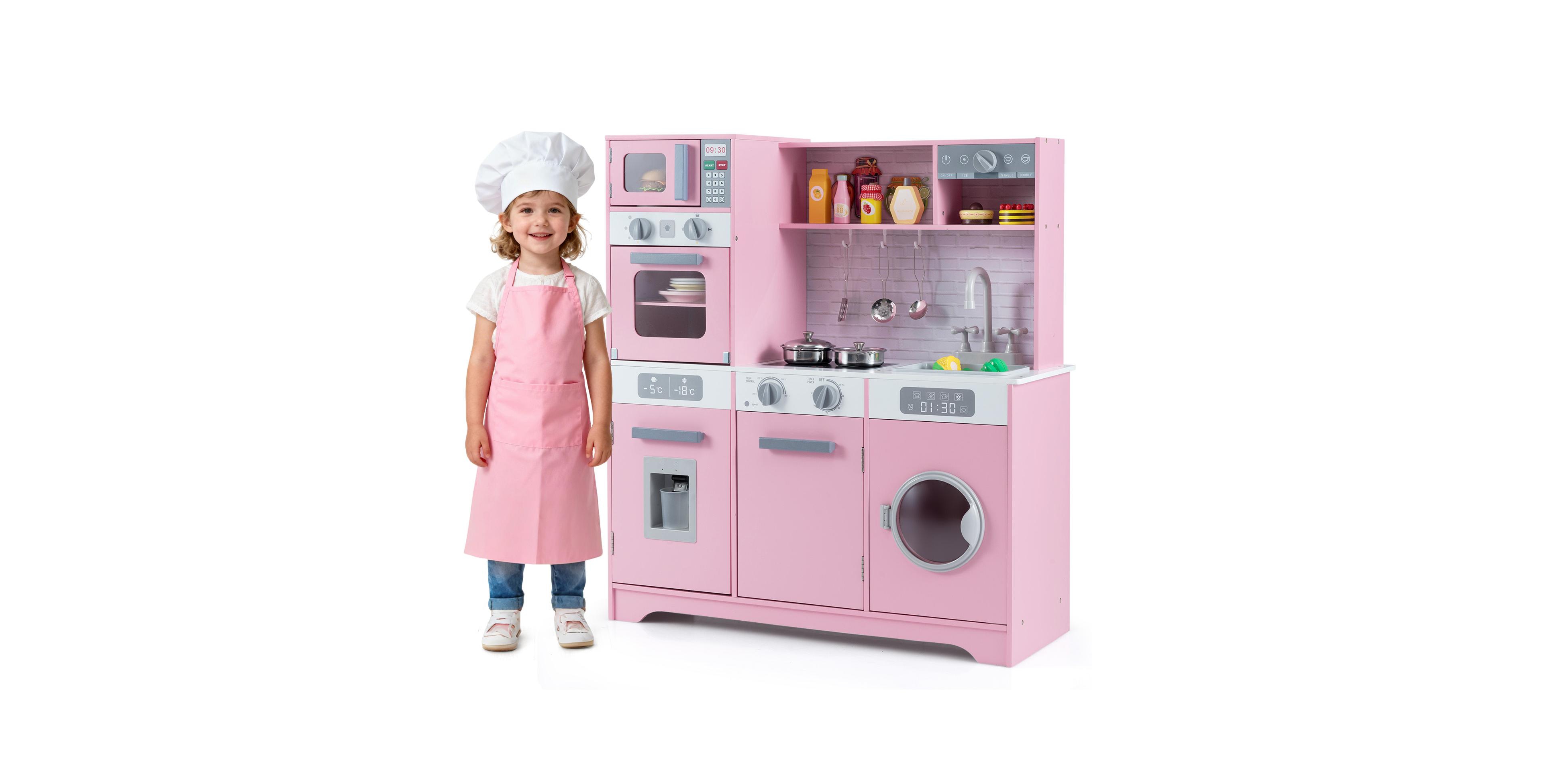 Hongge Clicking-Knobs Washing Machine Door Pretend Play Kitchen Set, Ages 3+