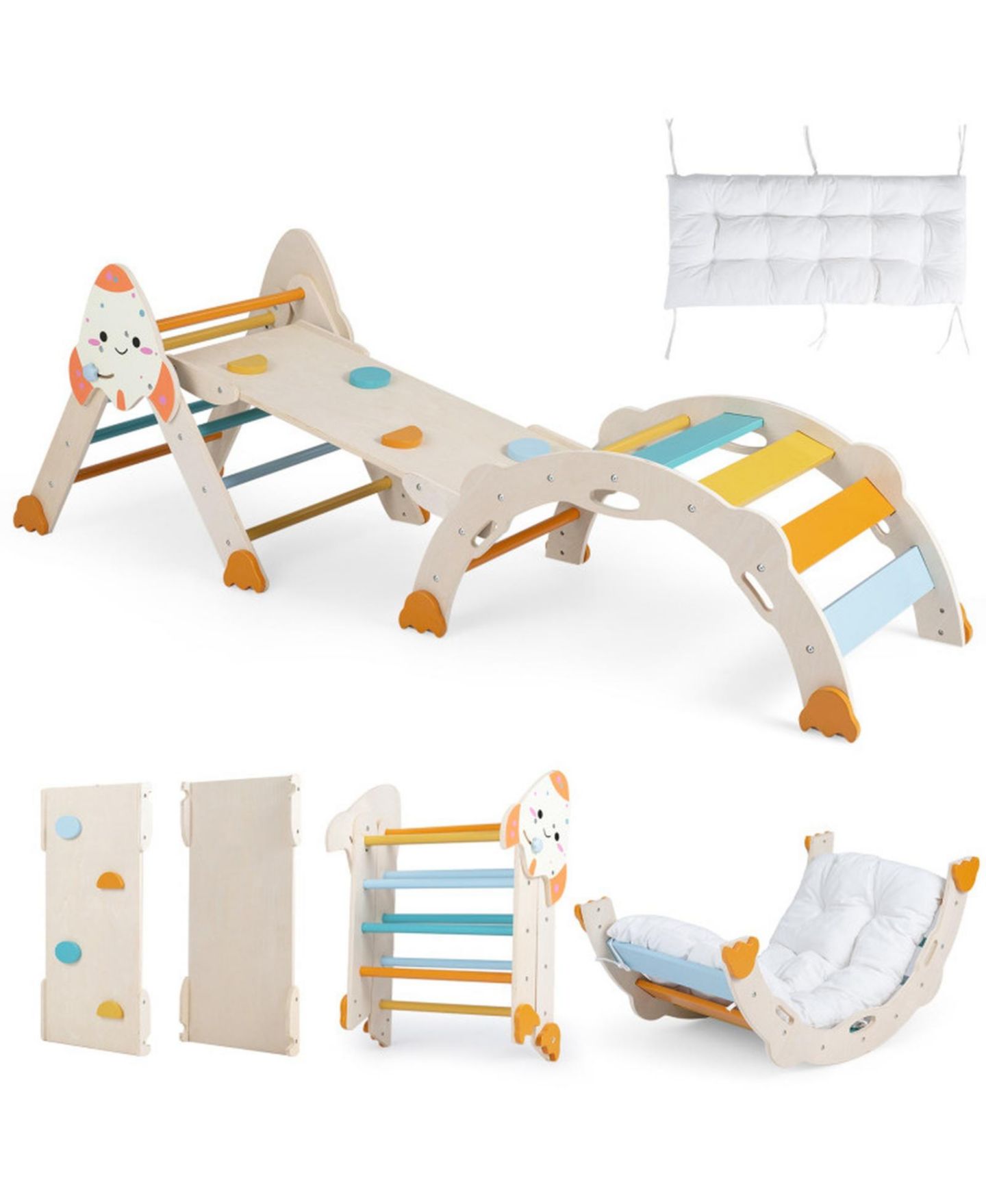 Детский игровой набор HONGGE 8-in-1 Climbing Playset, 4-Piece, Ages 1+, цвет: Пастельный — фото 1