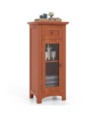Bathroom Freestanding Storage Cabinet with Single Glass Door