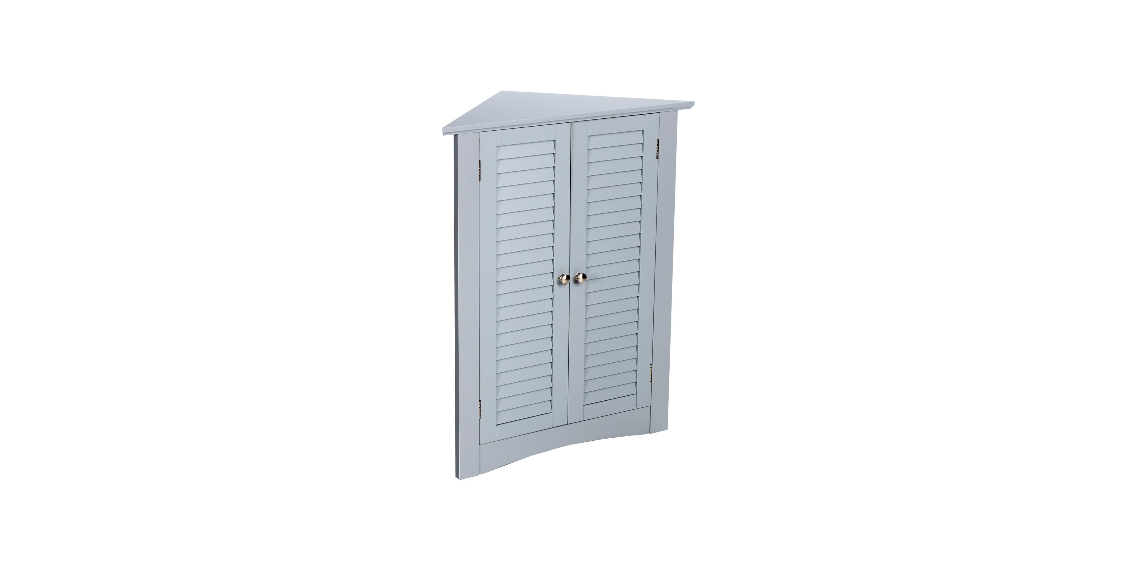 Sugift Bathroom Corner Storage Freestanding Floor Cabinet with Shutter Door