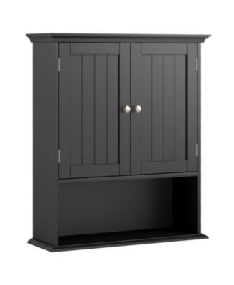 Wall Mount Bathroom Cabinet Storage Organizer with Doors and Shelves