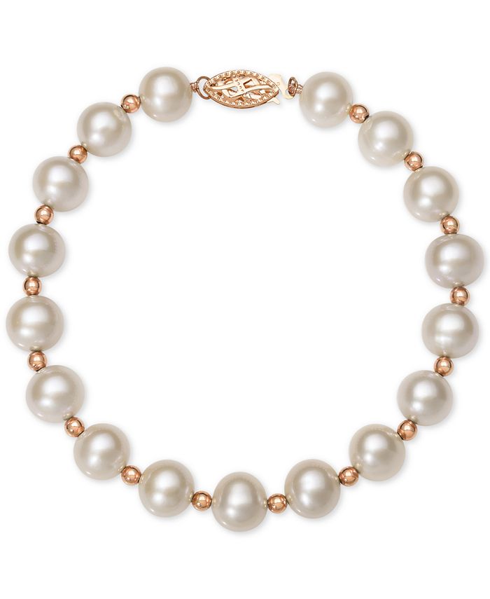 Belle de Mer - Cultured Freshwater Pearl (7-1/2mm) Bracelet in 14k Rose Gold