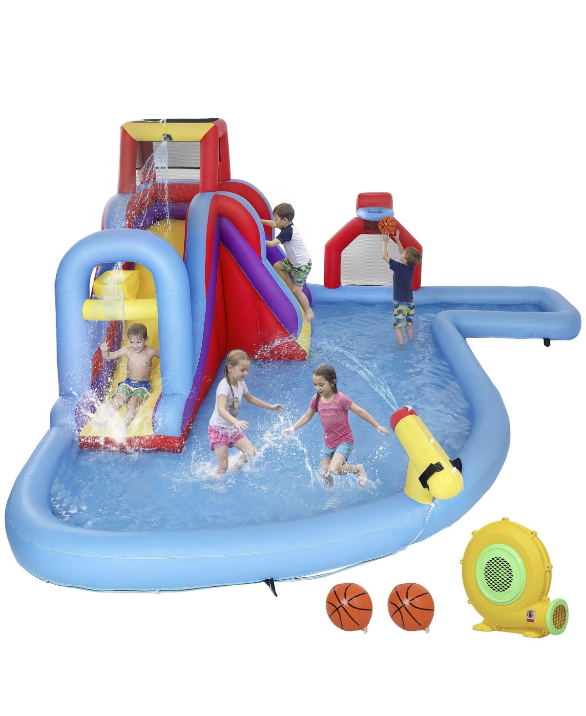 Sevorley Inflatable 6-in-1 Kids Bounce House Slide, Ages 3-8