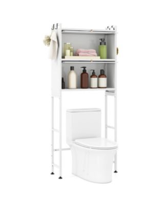 Over-the-Toilet Cabinet Bathroom Organizer with 2 Flip-up Cabinets
