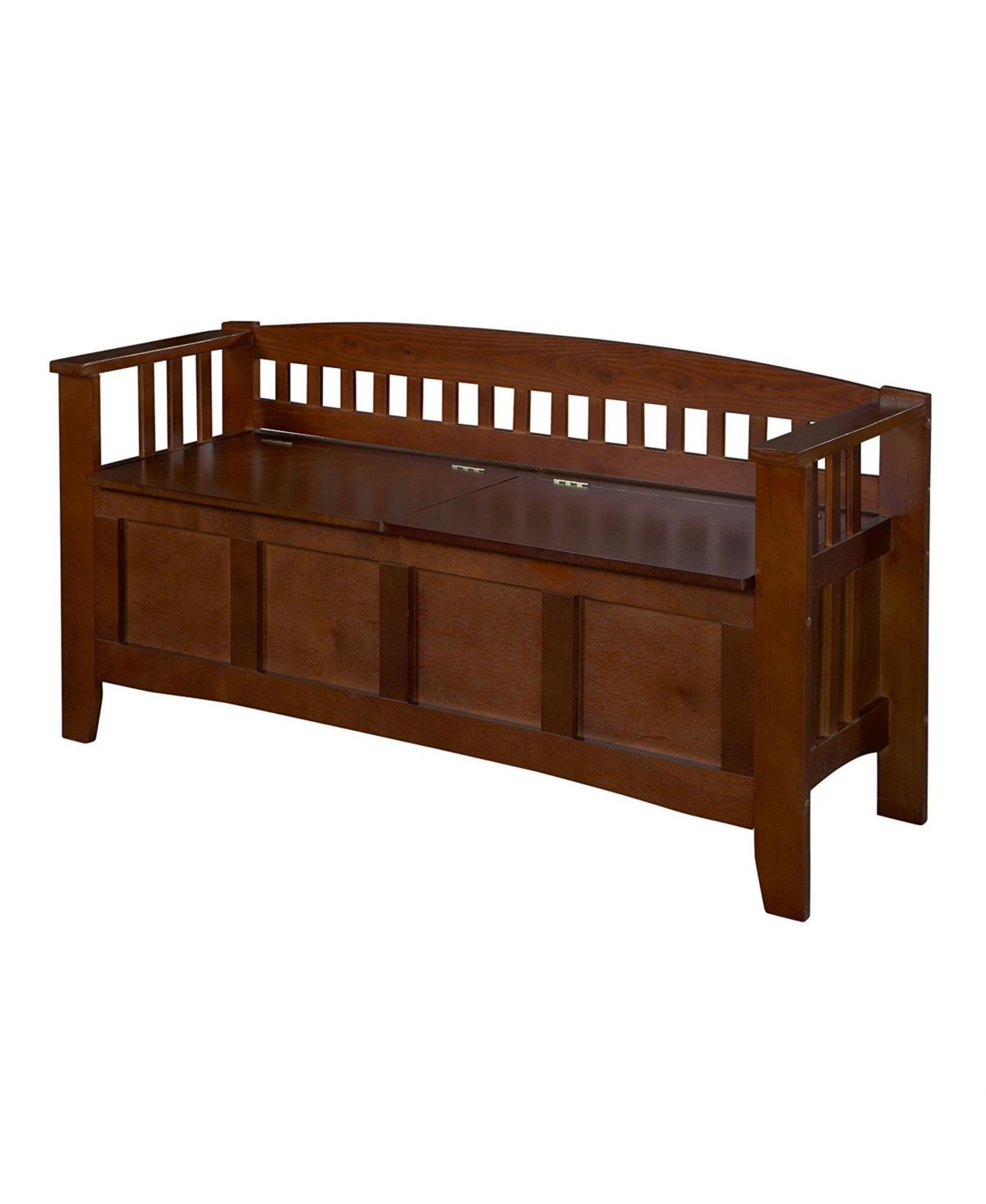 Slickblue Split Seat Storage Accent Bench with Wood Finish for Home - Walnut