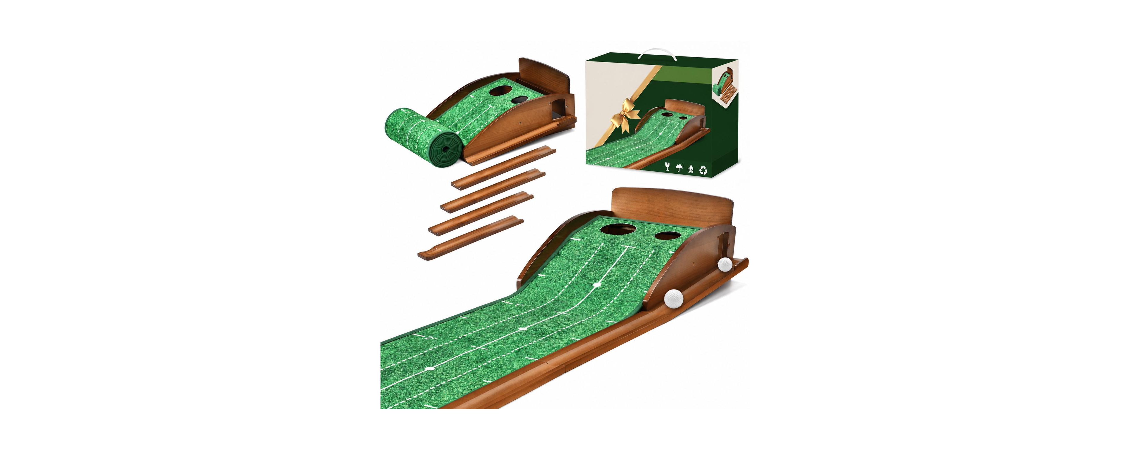 Peneyon Indoor Golf Putting Mat Extra Wide With Ball Return Dual Hole Practice Aid For Home