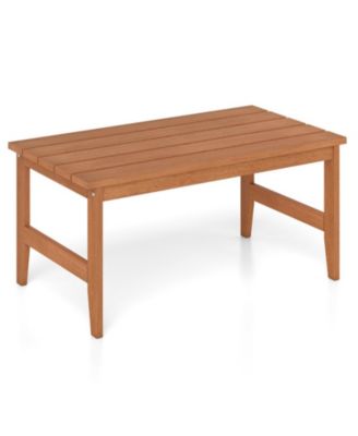 35.5 in Slatted Hardwood Outdoor Coffee Table Teak Finish