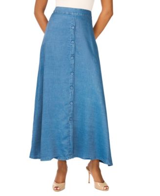 Women's Denim A-Line Midi Skirt