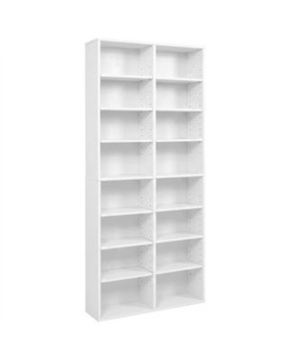 Slim 16-Cubby CD Storage Tower with Adjustable Shelves