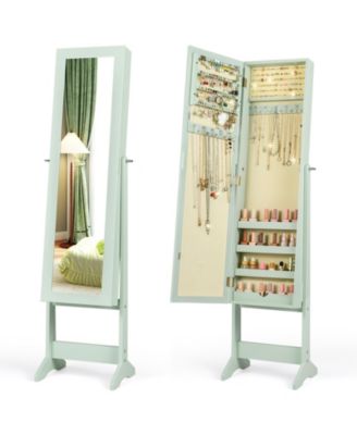 Mirrored Standing Jewelry Cabinet Storage Box