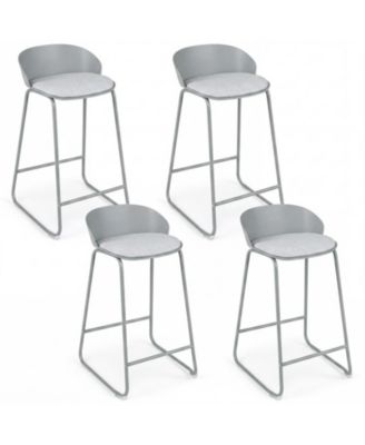 Set of 4 Counter Height with Curved Backrest Metal Frame Kitchen Dining Bar Stools