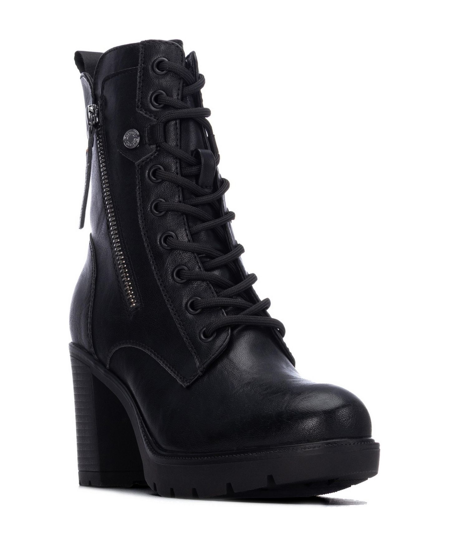Женские ботинки XTI Refresh Combat Lug Sole Block Heel Ankle Booties, цвет: Чёрный — фото 1